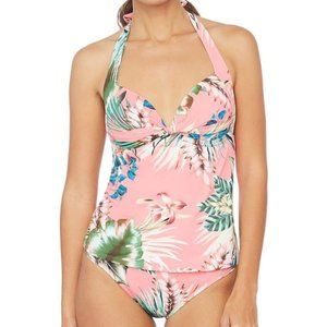 LA BLANCA Tropical Rain Halter Push-Up Tankini Set